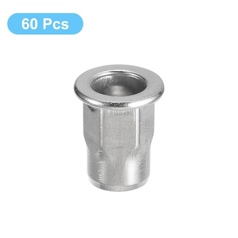 Heavy Duty M5 Half Hex Rivet Nuts With Flat Head For Metal And Plastic 60Pcs Set In 304 Stainless Steel Threaded Insert Nuts For M5 Size By Uxcell Right Now
