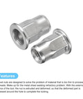 Close-up of Heavy Duty M5 Half Hex Rivet Nuts With Flat Head For Metal And Plastic 60Pcs Set In 304 Stainless Steel Threaded Insert Nuts