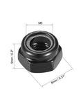 M5 Nylon Insert Hex Lock Nut Self Locking Nut For Fasteners Carbon Steel Zinc Plated Black 0.8mm Pitch 8mm Wide By 5mm High