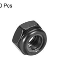 Front view of M5 Nylon Insert Hex Lock Nut Self Locking Nut For Fasteners Carbon Steel Zinc Plated Black 0.8mm Pitch