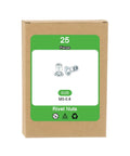 Box of Multi Grip Rivet Jack Nuts Set M5 0.8 Petal Carbon Steel With Zinc Finish, 25 Pieces for heavy-duty projects and materials.