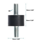 Durable M5 rubber anti vibration isolators dampen engine shocks and reduce noise, 15x10mm footprint, 10mm thread length.
