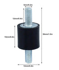 4 Pieces M5 Rubber Mounts Shock Absorber Vibration Isolator Mount for Air Compressors, Garage Motors and Diesel Engines Durably Built with Metal and Rubber to Reduce Noise and Vibration, shown with dimensions
