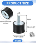 M5 Rubber Mounts 8Pcs 20x15mm Anti Vibration Isolators With Lock Nuts For Cars Generators And Air Compressors