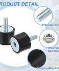 M5 Rubber Mounts 8Pcs 20x15mm Anti Vibration Isolators With Lock Nuts visible in detail view with thread and flange nut