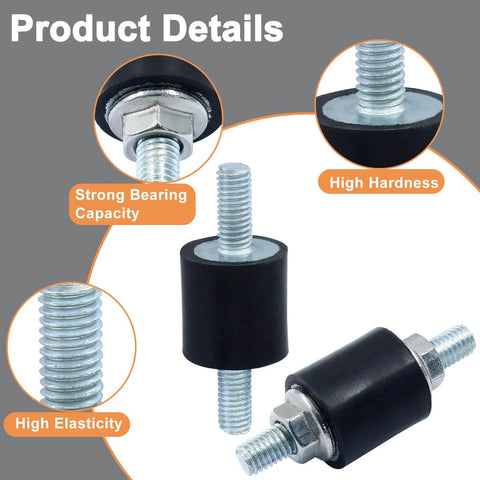 4 Pieces M5 Rubber Mounts Shock Absorber Vibration Isolator Mount for Air Compressors, Garage Motors and Diesel Engines