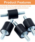 4 Pieces M5 Rubber Mounts Shock Absorber Vibration Isolator Mount for Air Compressors visible with metal threads