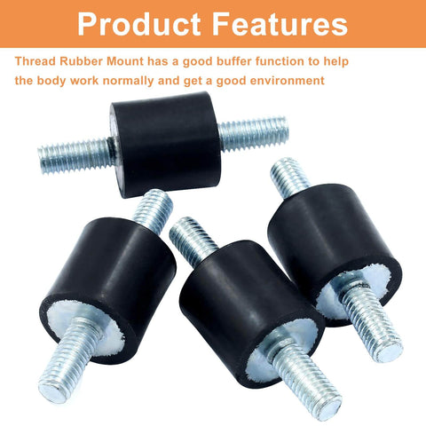 4 Pieces M5 Rubber Mounts Shock Absorber Vibration Isolator Mount for Air Compressors visible with metal threads