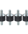 Four-pack Durable M5 rubber anti vibration isolators dampen engine shocks and reduce noise, 15x10mm footprint with 10mm thread length.