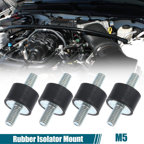 Durable M5 rubber anti vibration isolators dampen engine shocks and reduce noise, shown in engine setup with 15x10mm footprint.