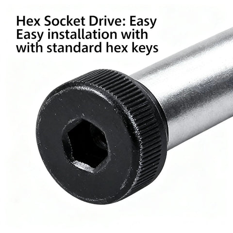 Close-up of M5 shoulder screw bolt hex socket head, ideal for machinery repair, part of Six Pack M5 Shoulder Screw Bolts Set With 6mm Shoulder And 25mm Total Length 12.9 Grade Alloy Steel Allen Hex Socket Head Heavy Duty Machinery Repair And DIY Hardware Kit For Builders Mechanics CNC And Workshop Projects By FJYXCHENXM.
