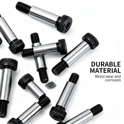 Six Pack M5 Shoulder Screw Bolts Set With 6mm Shoulder And 25mm Total Length 12.9 Grade Alloy Steel Allen Hex Socket Head shown