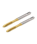 Spiral Point Plug Threading Tap M5 x 0.8 Thread, Ground Threads H2 3 Flutes, High Speed Steel HSS 6542, Titanium Coated, 2pcs
