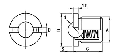 M5 Spring Loaded Bolt Flanged Ball Transfer Screw Unit 3.5mm Deep - VXB Ball Bearings