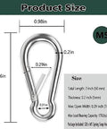 Diagram showing dimensions of 120 Pcs M5 Spring Snap Hook Carabiner Set, 2 Inch Small Carabiner Clip, Heavy Duty Galvanized Steel Spring Clip.
