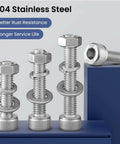 Different sizes of M5 Screws Kit 184 Pcs 304 Stainless Steel Hex Socket Head Cap Screws Nuts and Washers Set 30 35 40 45 50 60mm