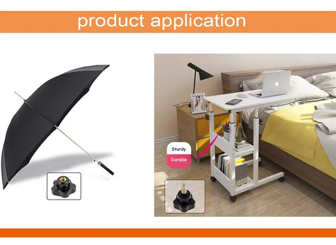 Application of Six Pieces M5 x 25 Female Thread Star Knob Nuts with Clamping Grip in furniture and umbrella assembly.