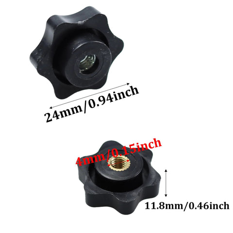 10Pcs M5 Star Knobs With Knurled Black Plastic Handle Female Threaded Screw-On Knobs For Machinery Equipment Thru Hole Star Knobs With 24mm Head Diameter And 12mm Total Height Secure Fit And Easy Grip.