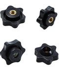 10Pcs M5 Star Knobs With Knurled Black Plastic Handle Female Threaded Screw-On Knobs For Machinery Equipment
