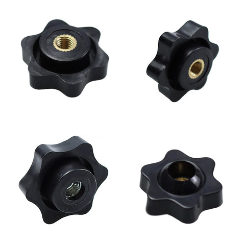 10Pcs M5 Star Knobs With Knurled Black Plastic Handle Female Threaded Screw-On Knobs For Machinery Equipment