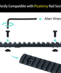 16 Pack M5 T Nut Screws Replacement Set For MLOCK Rail Mounts with Allen wrench and rail illustration