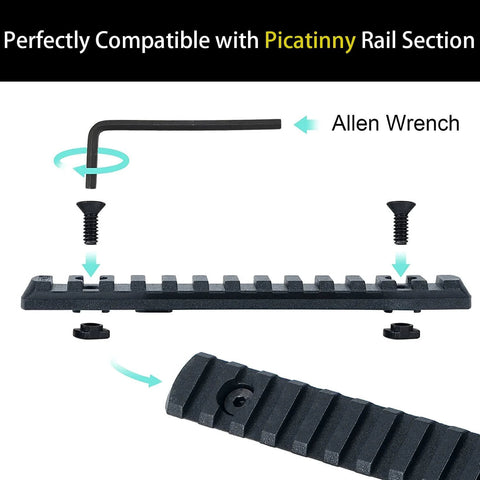 16 Pack M5 T Nut Screws Replacement Set For MLOCK Rail Mounts with Allen wrench and rail illustration