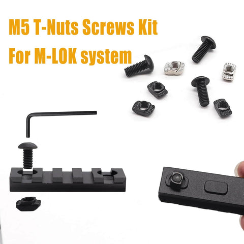 260Pcs M5 T Nuts And Screws Kit For MLok And Rail Mounts Compatible With 2020 Aluminum Profiles, tools and components shown