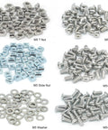 280 Pcs M5 T-Nuts and Screws Kit for 2020 Series Aluminum Extrusion including M5 T nuts, M5 screws, and washers.