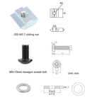 200 Pcs M5 T Slot Nut Kit for 2020 Series Aluminum Extrusion Profile Frames, T-sliding nut and M5 hexagon socket bolt.