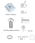 200 Pcs M5 T Slot Nut and Screw Kit for 2020 Series Aluminum Extrusion with M5 T-sliding nut and hexagon socket bolt.