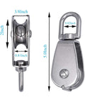 M50 Single Pulley Snatch Block 304 Stainless Steel Lifting Crane Swivel Hook, 3/8" Rope x 2" Sheave with size dimensions shown