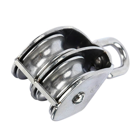 2-Pack M50 Lifting Double Pulley Block 304 Stainless Steel Crane Rotary Hook Double Pulley Loading M50 Double Pulley