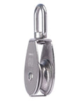 M50 Single Pulley Snatch Block 304 Stainless Steel Lifting Crane Swivel Hook, 3/8" Rope x 2" Sheave in side view angle
