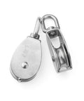 M50 Single Pulley Block With 1000lbs Load Capacity In Stainless Steel 304 for wire rope 14mm diameter, top angle view.