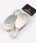 M50 Single Pulley Snatch Block Lifting Crane Heavy Duty Swivel Hook 304 Stainless Steel in plastic packaging, 2 PCS