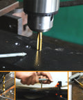 M5x0.8 Tap and 4.2mm HSS Drill Bit Set for Metal with M2 Taps titanium plated being used in metalwork.