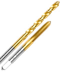 M5x0.8 Tap And 4.2mm HSS Drill Bit Set For Metal With M2 Taps Titanium Plated, two bits close-up on white background