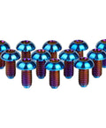 12 Pcs M5x10 Titanium Torx Bolts for Bicycle Disc Brake Rotors in burnt blue finish, showcasing T25 Torx heads.