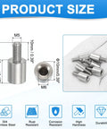 Reducing Standoff Screws M5x10mm to M6x12mm, 304 Stainless Steel, 6 Pack, PCB and Motherboard Spacers, size details and features
