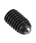 Close-up of 10 pack M5 x 20mm ball plunger screws with hex head made from carbon steel for positioning, indexing, and locking applications.