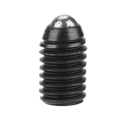 10 pack M5 x 20mm ball plunger screws with hex head, carbon steel spring loaded plungers for positioning, side view of single plunger