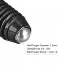 Close-up of Ball Point Set Screws M6 X 12mm High Carbon Steel Hex Socket Grub Screw with Ball Plunger highlighting stroke and spring force.