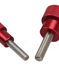 M6 14mm Long Red Aluminum Knurled Head Stainless Steel Thumb Screws - VXB Ball Bearings