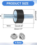 Built Tough M6 X 18mm Rubber Mounts With 10 X 20mm Cylindrical Anti Vibration Isolators, 45mm Overall Length, Double Studs With Nuts, 4 Pack