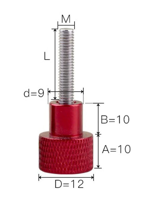 M6 20mm Long Red Aluminum Knurled Head Stainless Steel Thumb Screws - VXB Ball Bearings