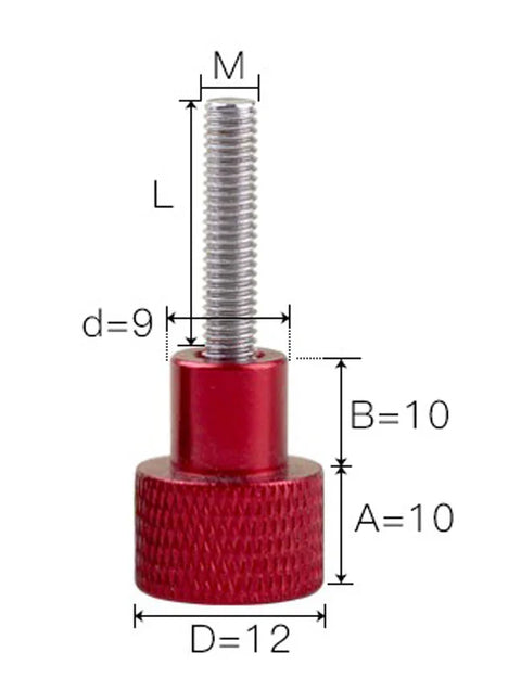 M6 25mm Long Red Aluminum Knurled Head Stainless Steel Thumb Screws - VXB Ball Bearings