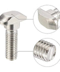 Close-up of M6 30mm Hammer Head T Slot Bolts for 3030 aluminum extrusion, nickel-plated carbon steel, detailed view.