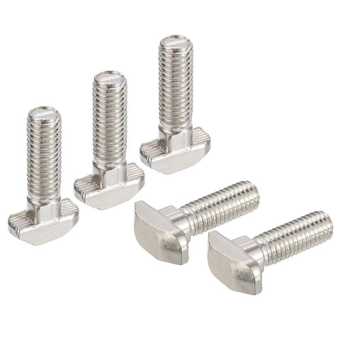 M6 30mm Hammer Head T Slot Bolts For 3030 Aluminum Extrusion, nickel-plated carbon steel, for CNC and 3D printer builds, 8mm T slot.