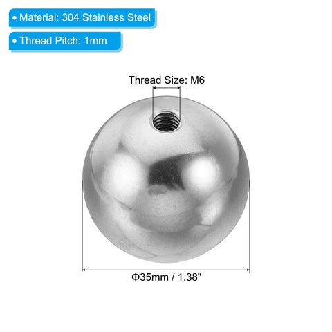 M6x35mm Ball Nuts Knob 304 Stainless Steel Round Blind Hole Screw Cap Cover for Lighting Machinery DIY