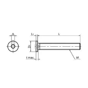 Diagram of SSHS-M6-50-FT NBK Socket Head Cap Screws - Special Low Profile - Full Thread Pack of One - Made in Japan, showing dimensions.